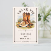 Westerne bruiloft land rustieke cowboy dank u bedankkaart (Staand voorkant)