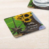 Westerne bruiloft met bijtende zonnebloemen en cow kartonnen onderzetters (Schuin)