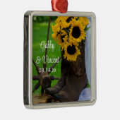 Westerne bruiloft met bijtende zonnebloemen en cow metalen ornament (Rechts)