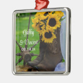 Westerne bruiloft met bijtende zonnebloemen en cow metalen ornament (Links)