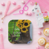 Westerne bruiloft met bijtende zonnebloemen en cow papieren bordje (Feest)