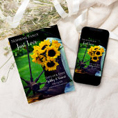 Westerne bruiloft met bijtende zonnebloemen en cow save the date