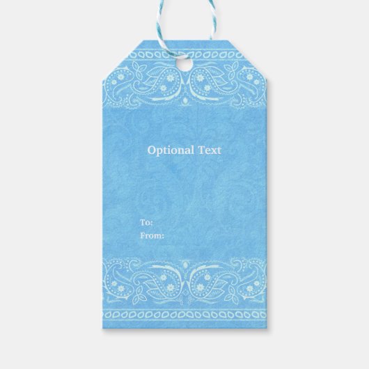 Westerne bruiloft met blauw Rustic Paisley Country Cadeaulabel (Voorkant)