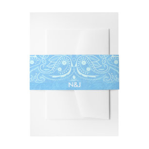 Westerne bruiloft met blauw Rustic Paisley Country Uitnodigingen Wikkel