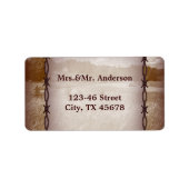 westerne bruiloft met prikkeldraad etiket (Voorkant)