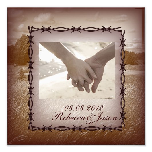 westerne bruiloft met prikkeldraad foto afdruk (Voorkant)