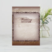 westerne bruiloft met prikkeldraad kaart (Staand voorkant)