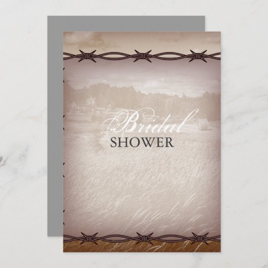 westerne bruiloft met prikkeldraad kaart (Voorkant / Achterkant)