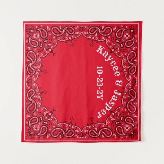 Westerne bruiloft rode bandana foto achtergrond wandkleed (Voorkant (horizontaal))