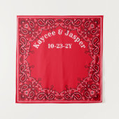 Westerne bruiloft rode bandana foto achtergrond wandkleed (Voorkant)