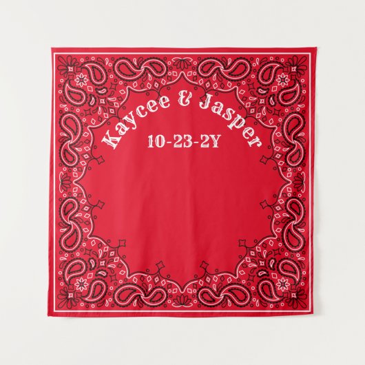 Westerne bruiloft rode bandana foto achtergrond wandkleed (Voorkant)