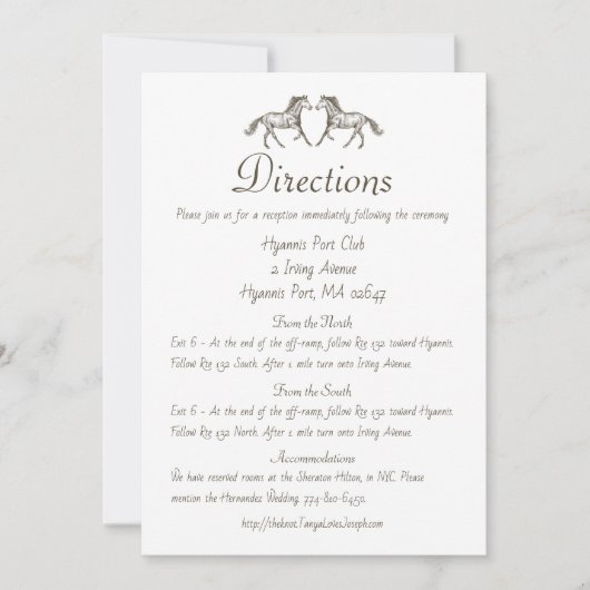 Westerne bruiloft routebeschrijving Horse Country  Kaart (Voorkant)