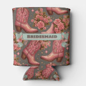 Westerne bruiloft roze cowboylaarzen bruidsmeisje blikjeskoeler (Achterkant)