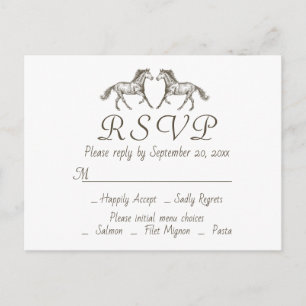 Westerne bruiloft RSVP Horse Rustic Horses Land Uitnodiging Briefkaart