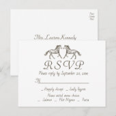 Westerne bruiloft RSVP Horse Rustic Horses Land Uitnodiging Briefkaart (Voorkant / Achterkant)