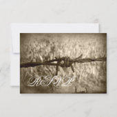 Westerne bruiloft RSVP-kaarten voor Barbed Wire Co RSVP Kaartje (Achterkant)
