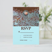 westerne bruiloft RSVP turquoise brown land Kaartje (Staand voorkant)