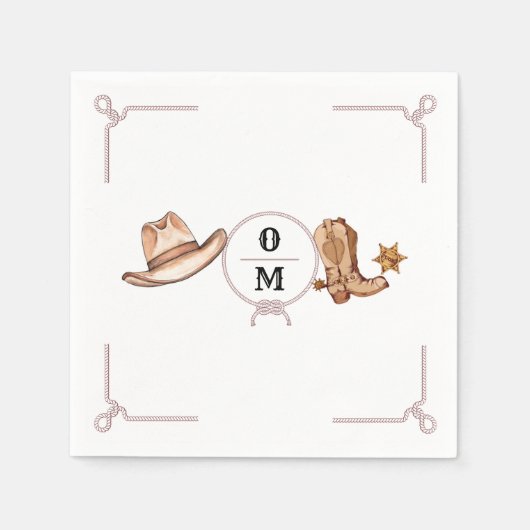 Westerne bruiloft rustieke cowboy bruiloft servet (Voorkant)