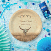 Westerne bruiloft rustieke land Koe Bull Skull Papieren Bordje (Feest)