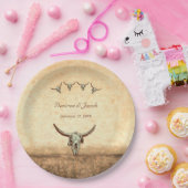 Westerne bruiloft rustieke land Koe Bull Skull Papieren Bordje (Feest)