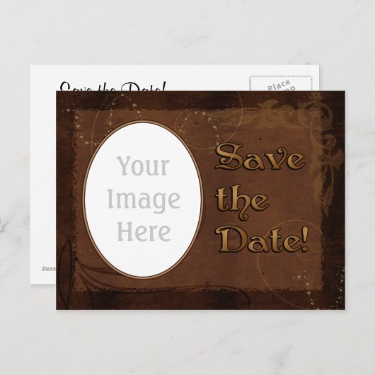 Westerne bruiloft Save the Date Briefkaart sjabloo (Voorkant / Achterkant)