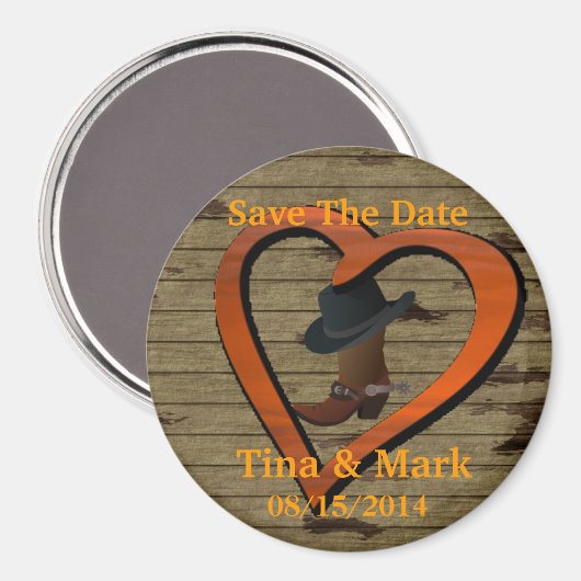 Westerne bruiloft Save The DATE Magnet (Voorkant / Achterkant)