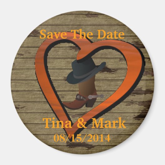 Westerne bruiloft Save The DATE Magnet (Voorkant)