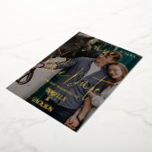 Westerne bruiloft slaat de datum op folie feestdagenkaart (Gedraaid)