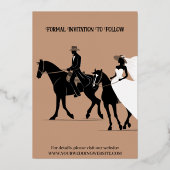 Westerne bruiloft slaat de datum op folie feestdagenkaart (Achterkant)