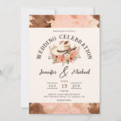 Westerne bruiloft uitnodiging blush Koeienhuid uit (Voorkant)