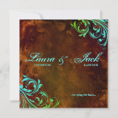 Westerne bruiloft Uitnodiging  bruin Blauw (Voorkant)