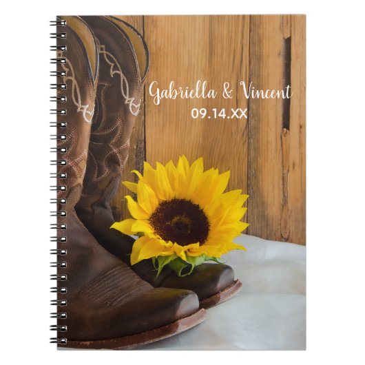 Westerne bruiloft voor landzonnebloemen notitieboek (Voorkant)