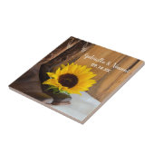 Westerne bruiloft voor landzonnebloemen tegeltje (Zijkant)