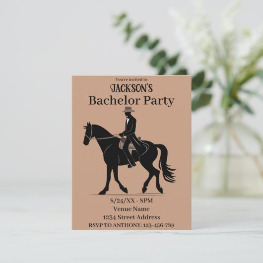 Westerne bruiloft vrijgezellenfeest kaart (Staand voorkant)