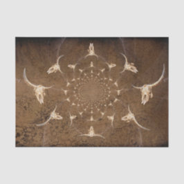 Westerne bruine beige Abstracte textuur Bull Skull Tissuepapier