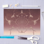 Westerne bruine beige bijtende textuur Bull Skull Tissuepapier (Craft)