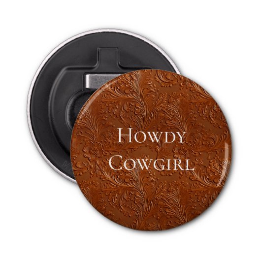 Westerne bruine Boheemse kunst Button Flesopener (Voorkant)