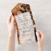 Westerne bruine crème Koeienhuid bruiloft All In One Uitnodiging (Afscheurbaar)