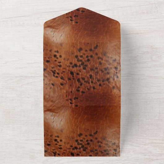 Westerne bruine dierenprint bruiloft all in one uitnodiging (Buitenkant)