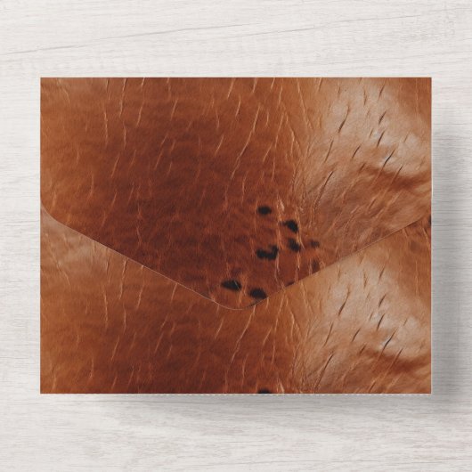 Westerne bruine dierenprint bruiloft all in one uitnodiging (Achterkant)