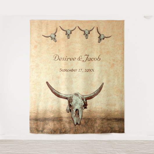 Westerne bruine koe trouwerij wandkleed (Voorkant)