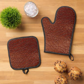 Westerne Bruine Lederen Look Animal Ovenwant & Pannenlap Set (Top down)