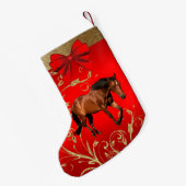Westerne bruine paarden op rood en goud kleine kerstsok (Achterkant (Hangend))