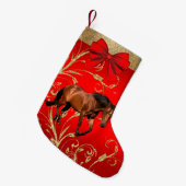 Westerne bruine paarden op rood en goud kleine kerstsok (Voorkant (Hangend))