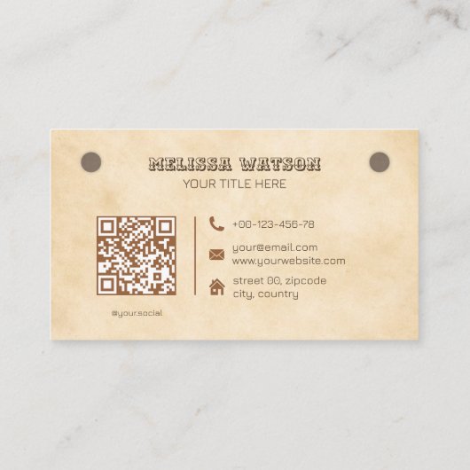 Westerne bruine QR-code zuidelijk Visitekaartje (Achterkant)