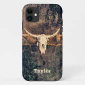 Westerne bruine Tan Beige textuur Cowboy Bull Skul Case-Mate iPhone Case (Achterkant)