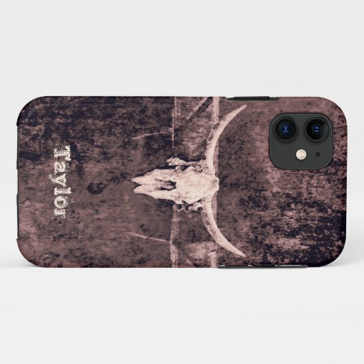 Westerne bruine textuur Rustic Bull Skull Case-Mate iPhone Case (Achterkant (horizontaal))