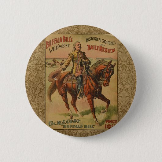 Westerne Buffalo Bill Wild West Ronde Button 5,7 Cm (Voorkant)