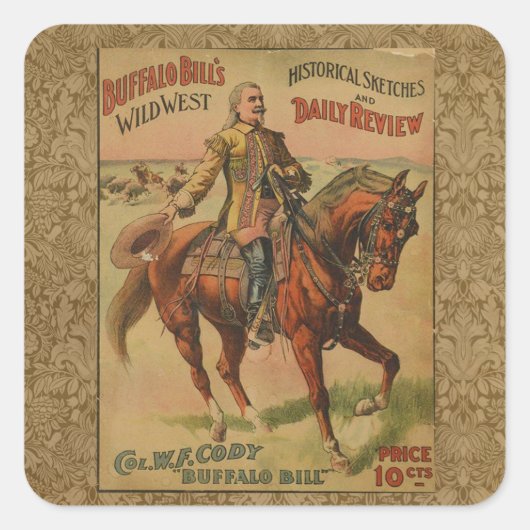 Westerne Buffalo Bill Wild West Vierkante Sticker (Voorkant)