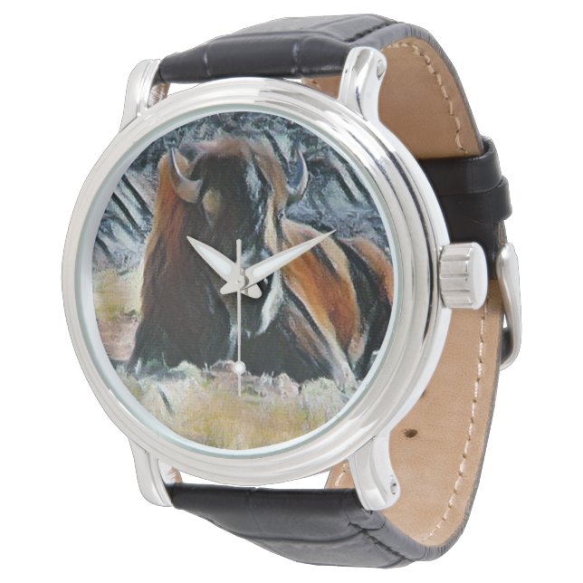 Westerne Buffalo Foto Art Watch Horloge (Gekanteld)